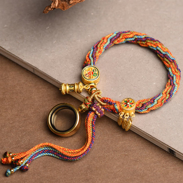 Buddha Stones Tibetan Om Mani Padme Hum Dreamcatcher Luck Colorful Reincarnation Knot String Bracelet Bracelet BS 2