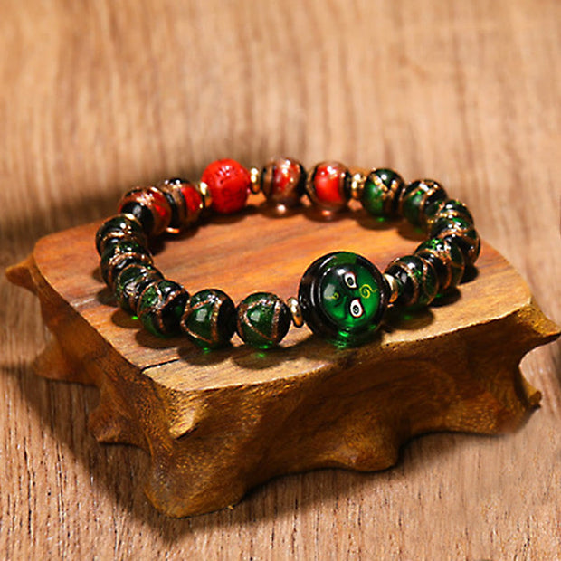 Buddha Stones Tibetan Five God of Wealth Thangka Liuli Glass Bead Chinese Zodiac Protection Bracelet (Extra 35% Off | USE CODE: FS35) - Green God of Wealth(Tiger/Rabbit) - 10mm - image 11