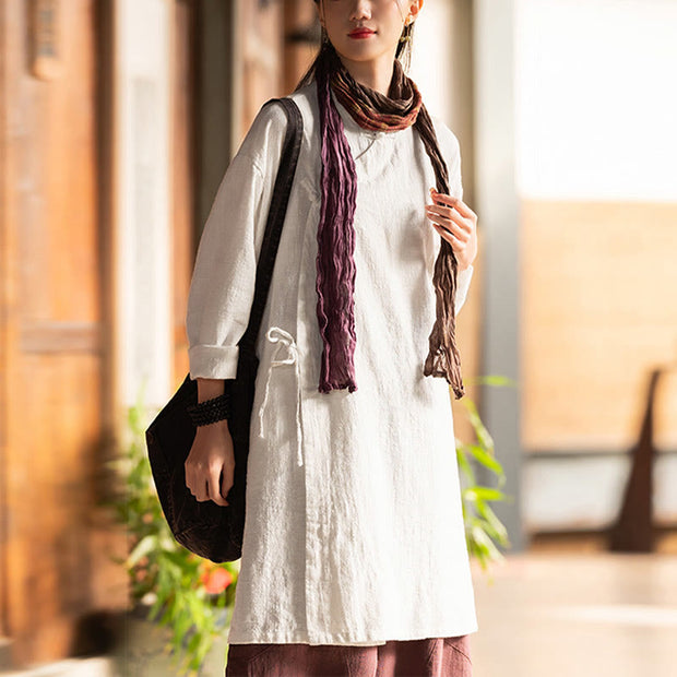 Buddha Stones Vintage Cotton Linen Blouse Women Long Sleeve Shirt Chinese Hanfu Top