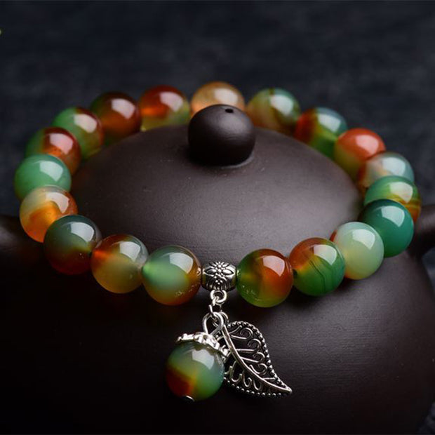 Buddha Stones Tibetan Natural Green Agate Healing Bracelet
