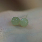 Buddha Stones Round Jade Beaded Luck Stud Earrings Earrings BS 1