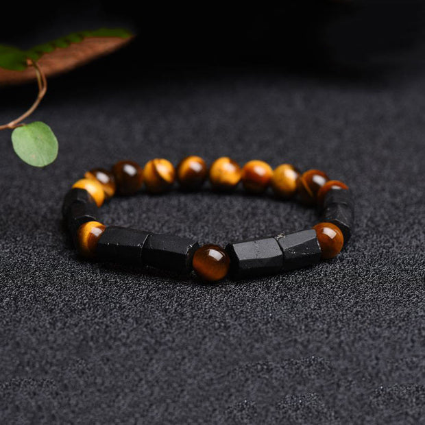 Buddha Stones Natural Black Tourmaline Tiger Eye Positive Bracelet