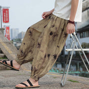 Buddha Stones Leaf Pattern Loose Men's Harem Pants With Pockets