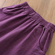 Buddha Stones Ramie Linen Flexible Waistband Yoga Harem Pants With Pockets Harem Pants BS 8