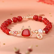 Buddha Stones 925 Sterling Silver Year of the Dragon Natural Red Agate Hetian Jade Attract Fortune Success Bracelet Bracelet BS Red Agate(Confidence♥Calm)(Wrist Circumference 14-18cm)
