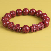 Buddha Stones Natural Double PiXiu Cinnabar Om Mani Padme Hum Wealth Luck Bead Bracelet