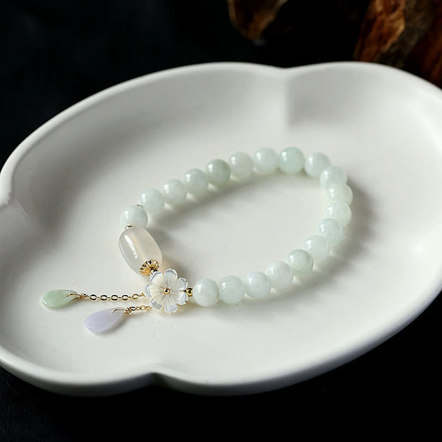 Buddha Stones "Hoping for Purity and Peace"Natural White Jade Bracelet Includes Gift Message Card - image 2