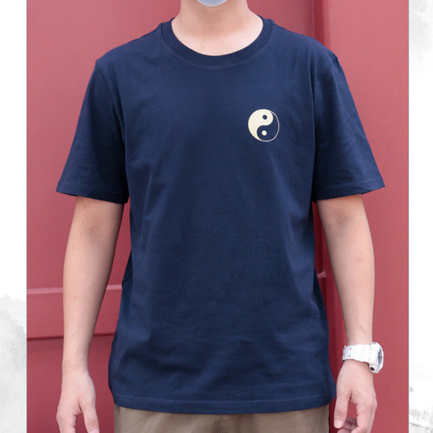 Buddha Stones Men's Summer Round Neck Short Sleeve Yin Yang Cotton T-Shirt Men's T-Shirts BS 4