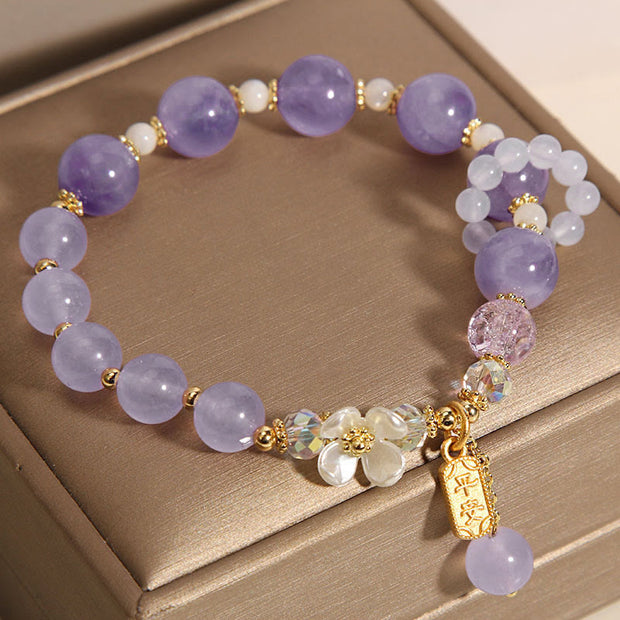 FREE Today: Wish You Peace and Happiness Blue Crystal Amethyst Flower Bracelet