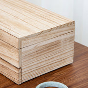 Buddha Stones Retro Beige Wooden Jewelry Box Two-Layer Jewelry Storage Box With Mirror - image 9