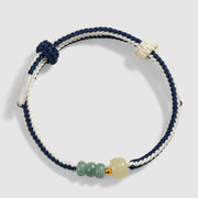 Buddha Stones 925 Sterling Silver Hetian Jade Bead Abundance Braided Rope Bracelet 5