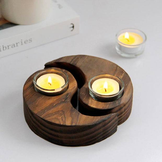 Buddha Stones Yin Yang Wood Candle Holder Meditation Rituals Use Items (Extra 35% Off | USE CODE: FS35) - image 1