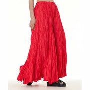 Buddha Stones Solid Color Loose Long Elastic Waist Skirt 48