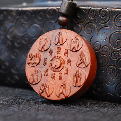 Buddha Stones Lightning Struck Jujube Wood Yin Yang Bagua Mountain Ghosts Spend Money Protection Necklace Pendant Necklaces & Pendants BS Lightning Struck Jujube Wood