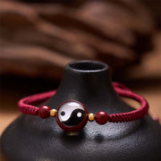 Buddha Stones Lucky Cinnabar Red String Yin Yang Symbol Bagua Blessing Bracelet Bracelet BS 1