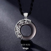 Buddha Stones 12 Constellations of the Zodiac Ice Obsidian Blessing Round Pendant Necklace Necklaces & Pendants BS Virgo