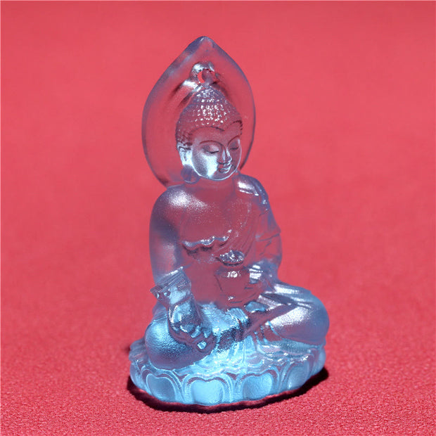 Buddha Stones Blue Tathagata Buddha Medicine Buddha Liuli Crystal Serenity Amulet Necklace Pendant - image 8