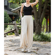 Buddha Stones Solid Color Loose Wide Leg Pants With Pockets Wide Leg Pants BS 6