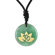 Buddha Stones OM Lotus Symbol Various Crystal Amethyst Tiger Eye Healing Necklace Pendant 11