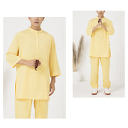 Buddha Stones 2Pcs Buttons Men's Three Quarter Sleeve Shirt Top Pants Meditation Zen Tai Chi Cotton Linen Clothing Set