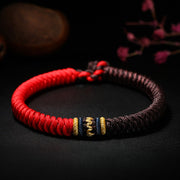 Buddha Stones Tibetan Handmade Multicolored Thread King Kong Knot Strength Braid String Bracelet Bracelet BS Red Brown 19cm