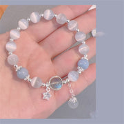 Buddha Stones Cat's Eye Moonstone Butterfly Star Charm Support Bracelet