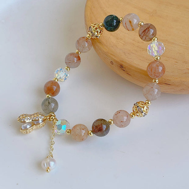 FREE Today: Absorb Good Energy Sun Stone Colorful Rutilated Quartz Peanut Charm Bracelet FREE FREE 1