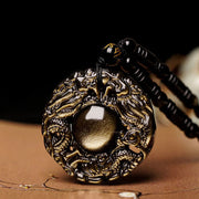 Buddha Stones Natural Gold Sheen Obsidian Rainbow Obsidian Dragon Strength Necklace Pendant (Extra 35% Off | USE CODE: FS35) - image 5