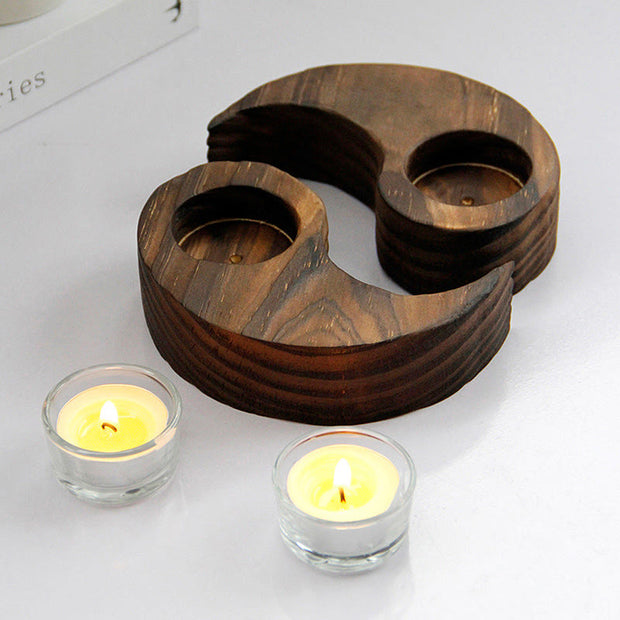 Buddha Stones Yin Yang Wood Candle Holder Meditation Rituals Use Items (Extra 35% Off | USE CODE: FS35) - image 4