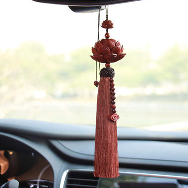 Buddha Stones Tibetan Small Leaf Red Sandalwood Lotus Luck Protection Tassel Decoration (Extra 35% Off | USE CODE: FS35) - image 2