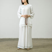 Buddha Stones 2Pcs Tang Suit Shirt Top Pants Meditation Zen Tai Chi Tencel Clothing Women's Set Women's Meditation Cloth BS 1