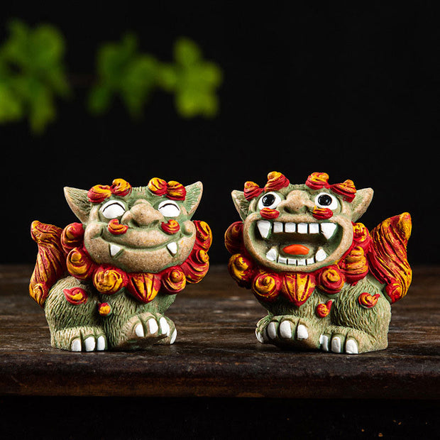 Buddha Stones Small Pair of Lion Fu Foo Dogs Ward Off Evil Protection Home Resin Decoration (Extra 30% Off | USE CODE: FS30) - image 3