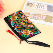 Buddha Stones Dragon Butterfly Cosmos Flower Embroidery Wallet Shopping Purse Purse BS 19