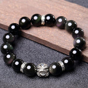 FengShui Natural Rainbow Obsidian PiXiu Blessing Bracelet Bracelet BS 1