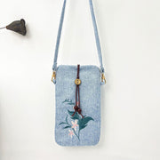 Buddha Stones Small Embroidered Flowers Crossbody Bag Shoulder Bag Cellphone Bag 11*20cm 19