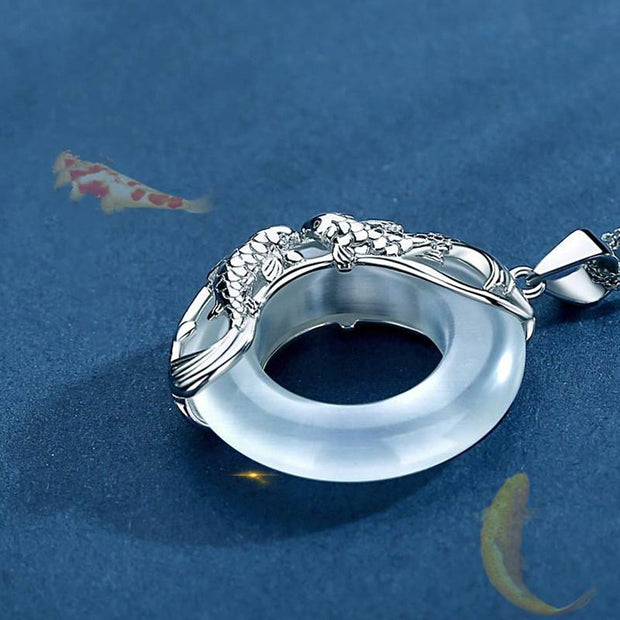 Buddha Stones "Wishing Luck and Prosperity" White Jade Koi Fish Necklace Includes Gift Message Card - image 7