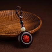 FREE Today: Keep Away From Evil Tibet Om Mani Padme Hum Small Leaf Red Sandalwood Cinnabar Protection Decoration Key Chain