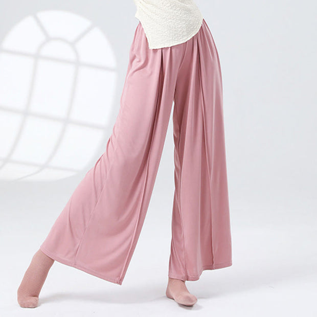 Buddha Stones Solid Color Loose Wide Leg Pants Dance Women's Yoga Pants Wide Leg Pants BS 15