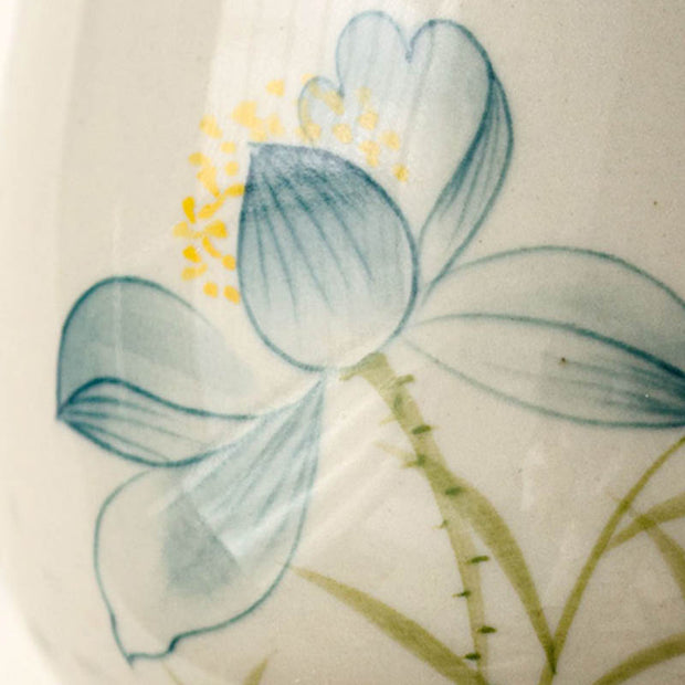 Buddha Stones Hand Painted Lotus Flower Ceramic Teacup Kung Fu Tea Cup Cup BS 5