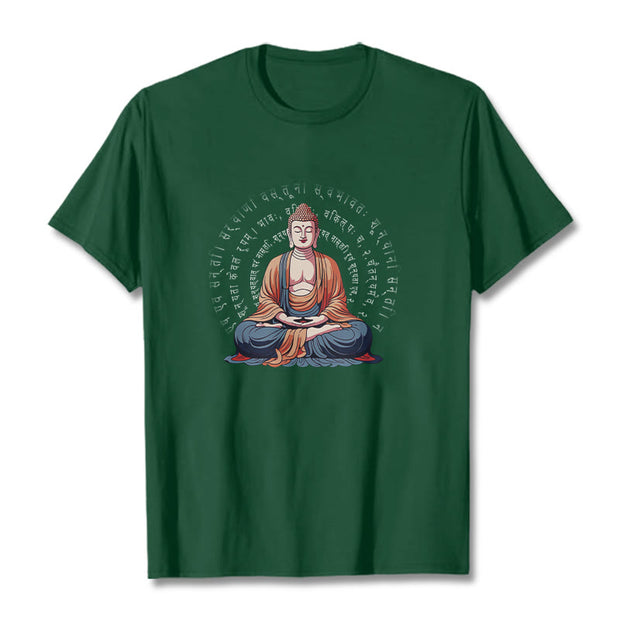 Buddha Stones Sanskrit Heart Sutra Form Is No Other Than Emptiness Tee T-shirt T-Shirts BS ForestGreen 2XL