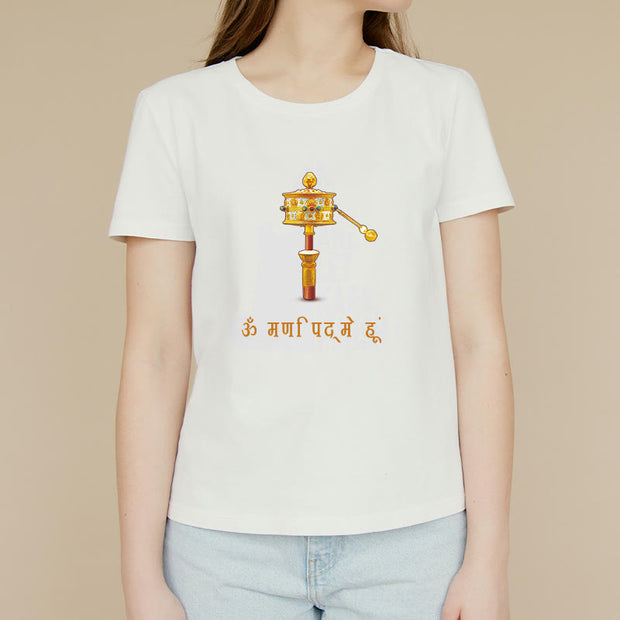Buddha Stones Sanskrit OM NAMAH SHIVAYA Prayer Wheel Tee T-shirt T-Shirts BS 4