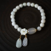 Buddha Stones Natural White Jade Luck Bracelet