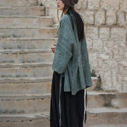 Buddha Stones Tie Dye Lace-up Design Coat Zen Meditation Open Front Top Jacket 26