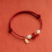 Buddha Stones 925 Sterling Silver Good Fortune Fu Character Agate Pearl Red String Braid Bracelet (Extra 30% Off | USE CODE: FS30) - image 3