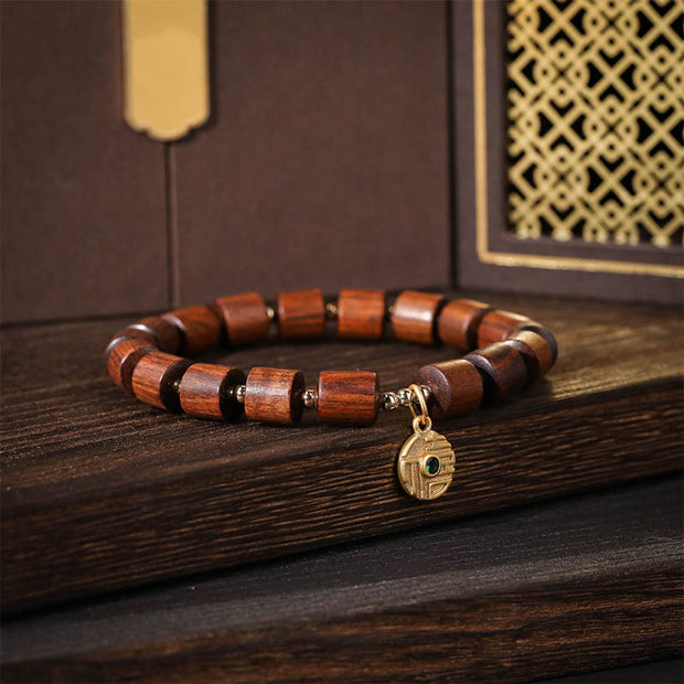Buddha Stones Natural Rosewood Barrel Beads Warmth Bracelet