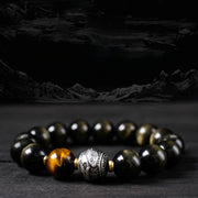 Buddha Stones To Experience a Reversal of Fortune Rainbow Obsidian Gold Sheen Obsidian Protection Bracelet Bracelet BS 5