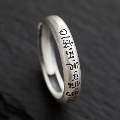 Buddha Stones 990 Sterling Silver Six True Words Om Mani Padme Hum Love Peace Ring (Extra 35% Off | USE CODE: FS35) - image 0