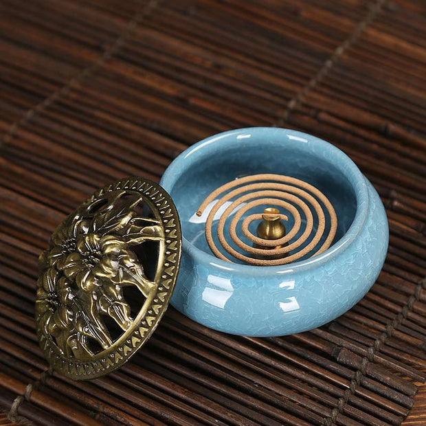 Buddha Stones Colorful Ceramic Incense Burner