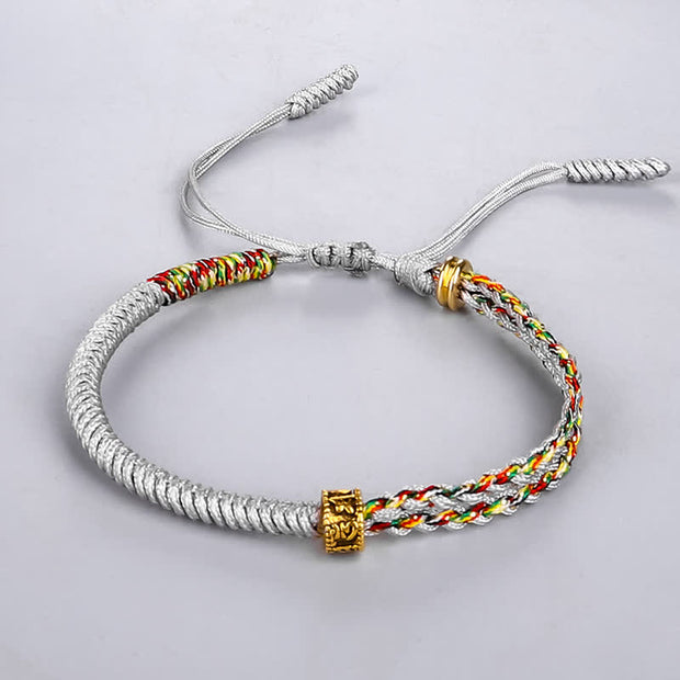 Buddha Stones Om Mani Padme Hum Protection Luck String Bracelet Bracelet BS Gray(Bracelet Size 16+12cm)