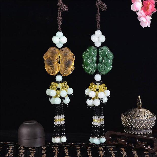 Buddha Stones FengShui Jade PiXiu Harmony Car Pendant Decoration (Extra 30% Off | USE CODE: FS30) - image 0